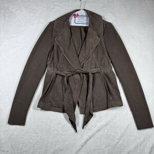 Brunello Cucinelli‎ Suede Cashmere Knit Jacket Women Tie Front Made In Italy